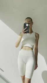 High Waist Bike Shorts - Whisper White