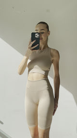 High Waist Bike Shorts - Brown Sugar