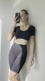 Seamless High Waist Shorts - Black Beauty