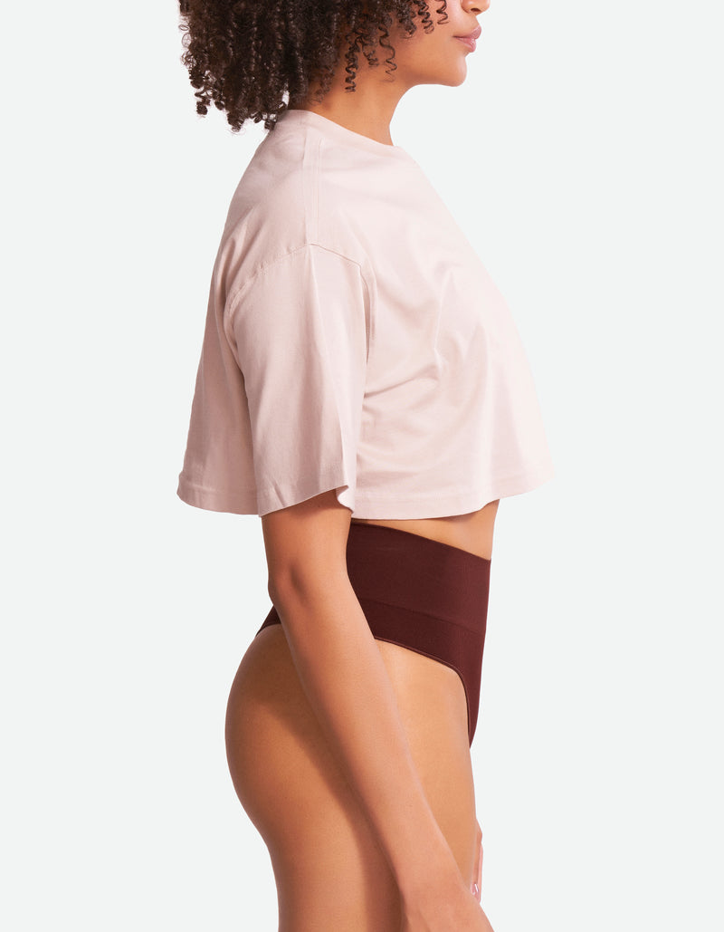 High Waist Fit Seamless Thong - Bitter Chocolate