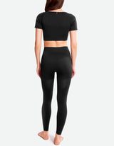 Seamless Short Sleeve Crop Top - Black Beauty