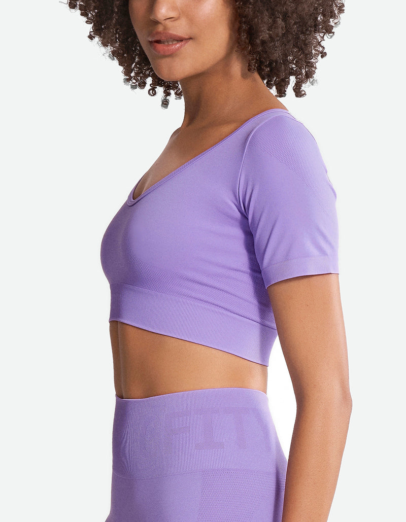 Seamless Short Sleeve Crop Top - Bougainvillea