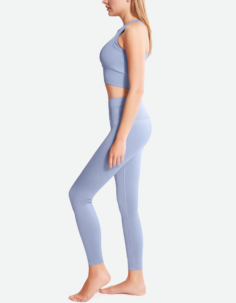 High Waist Tights - Rainy Blue