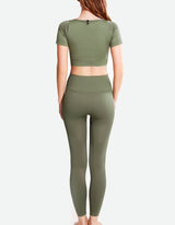 Seamless Short Sleeve Crop Top - Hunter Green