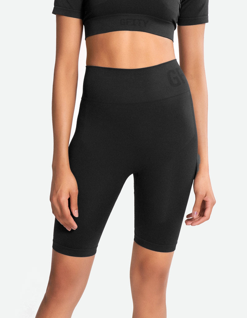 Seamless High Waist Shorts - Black Beauty