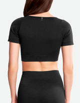 Seamless Short Sleeve Crop Top - Black Beauty