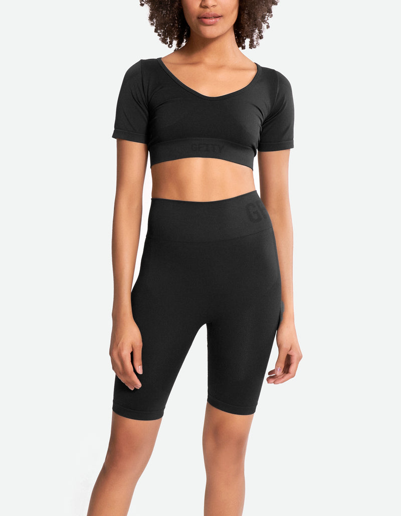 Seamless High Waist Shorts - Black Beauty