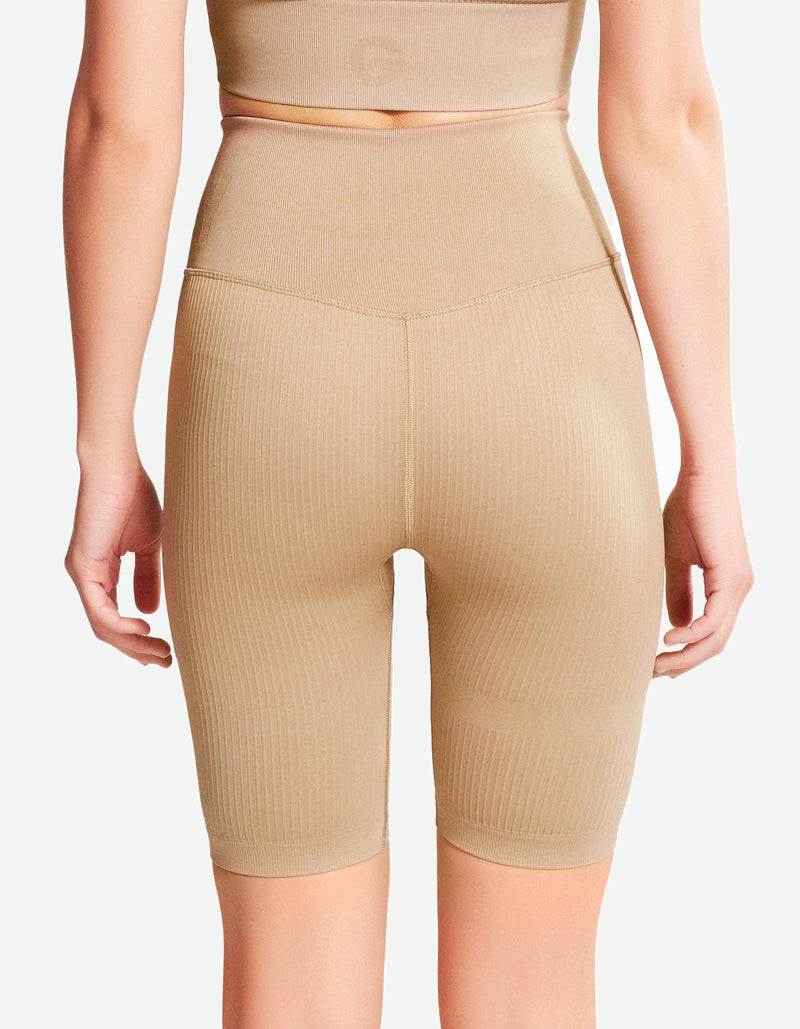 High Waist Bike Shorts - Brown Sugar