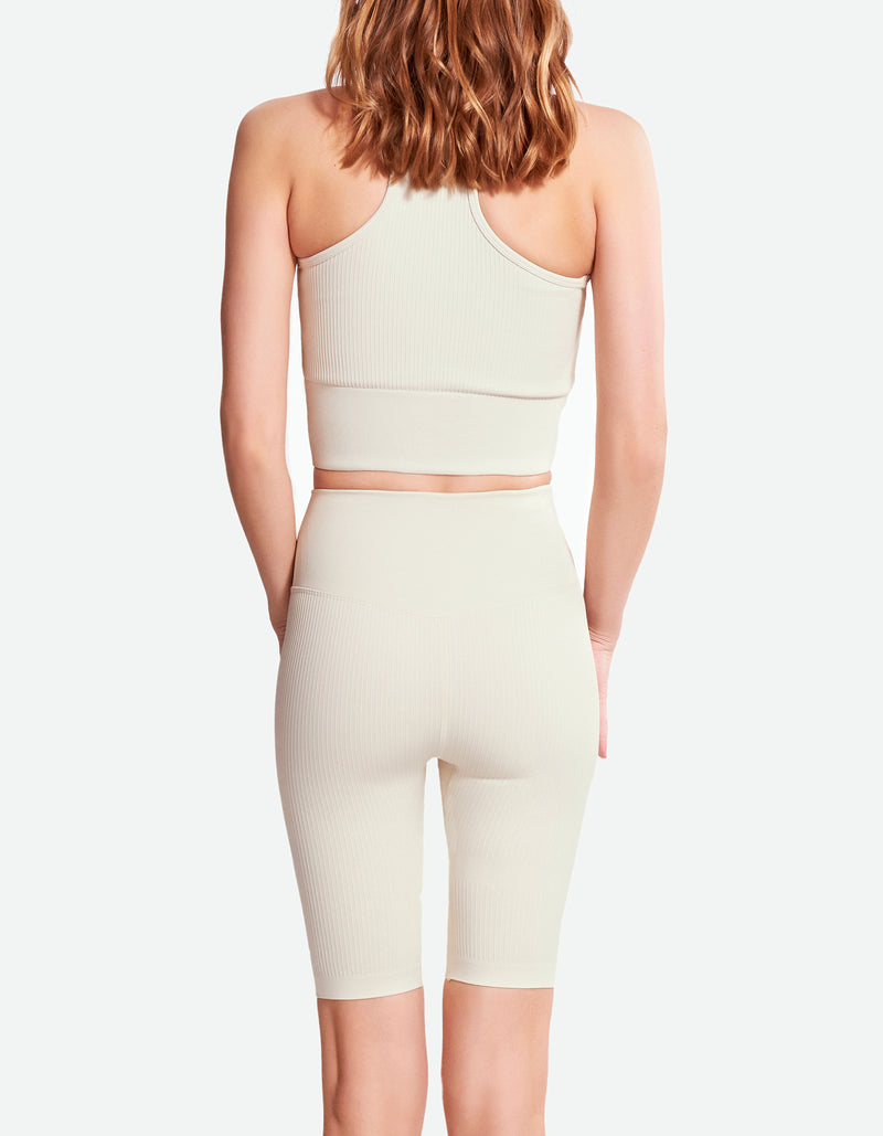 High Waist Bike Shorts - Whisper White