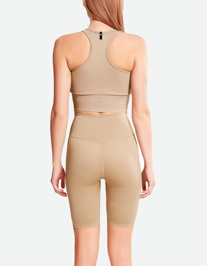 High Waist Bike Shorts - Brown Sugar