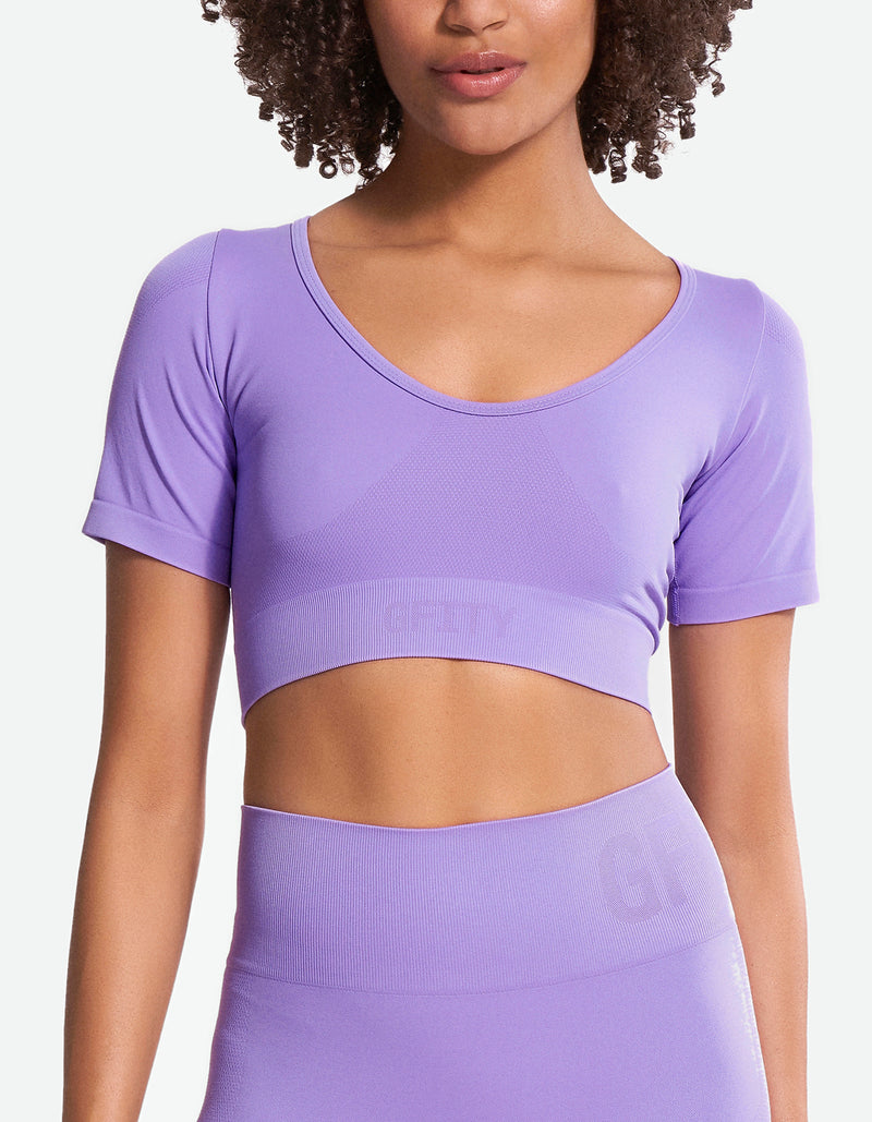 Seamless Short Sleeve Crop Top - Bougainvillea