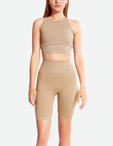 High Waist Bike Shorts - Brown Sugar