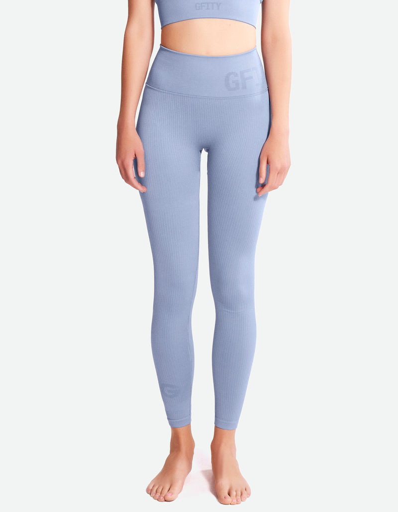 High Waist Tights - Rainy Blue