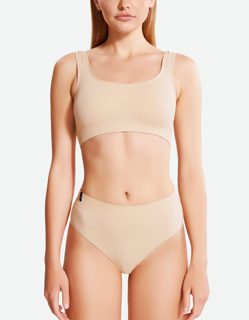 Mid Waist Thong - Wheat