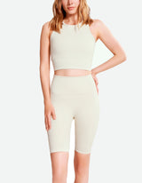 High Waist Bike Shorts - Whisper White