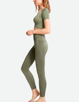 Seamless Short Sleeve Crop Top - Hunter Green