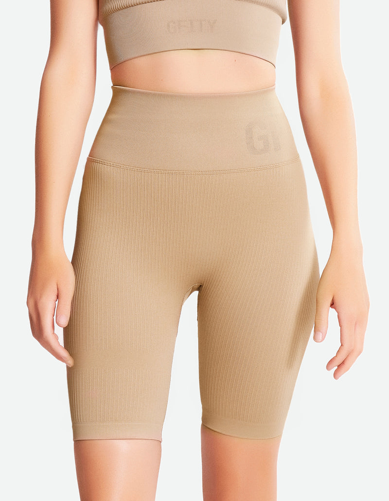 High Waist Bike Shorts - Brown Sugar