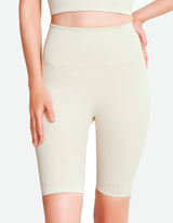 High Waist Bike Shorts - Whisper White