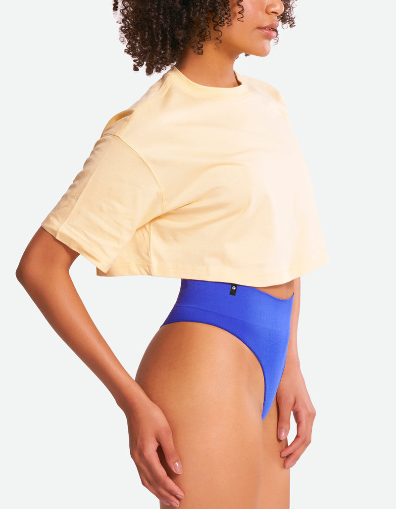 High Waist Fit Seamless Thong - Dazzling Blue