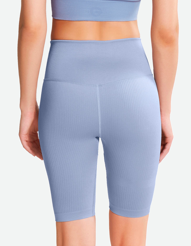 High Waist Bike Shorts - Rainy Blue