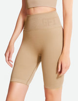 High Waist Bike Shorts - Brown Sugar