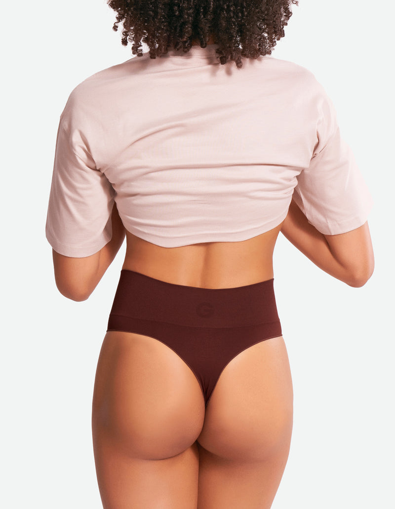 High Waist Fit Seamless Thong - Bitter Chocolate