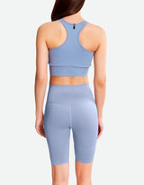 High Waist Bike Shorts - Rainy Blue