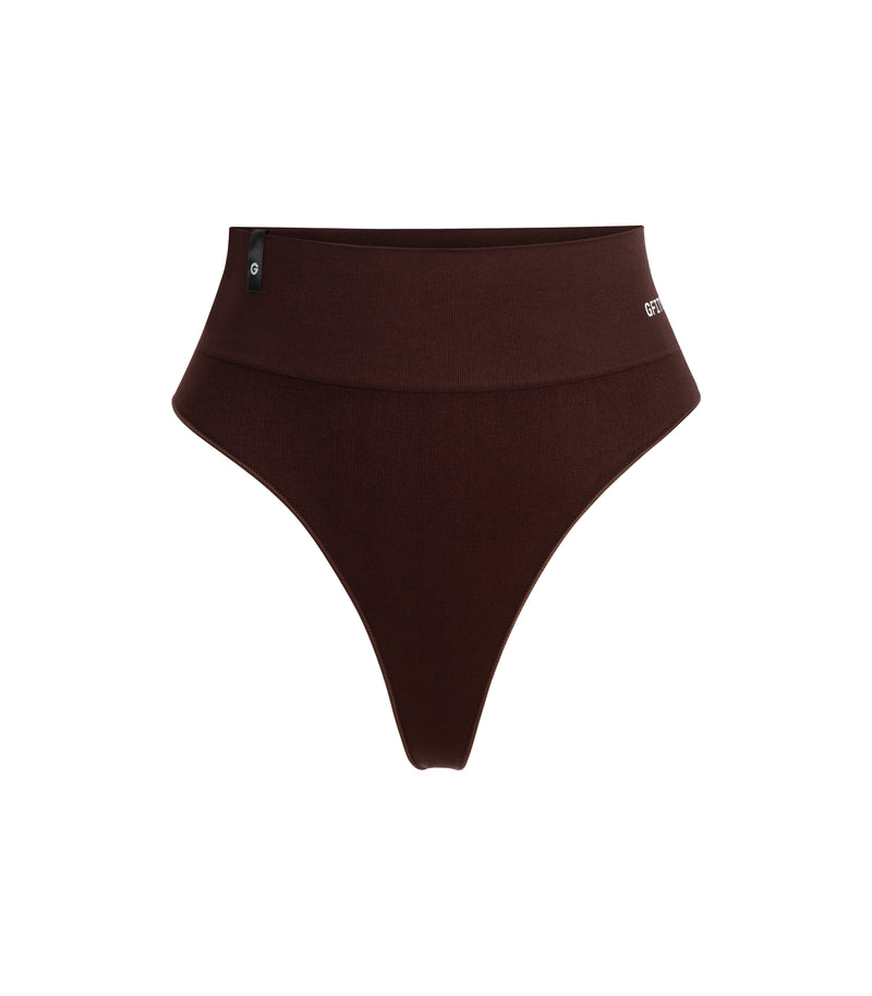 High Waist Fit Seamless Thong - Bitter Chocolate