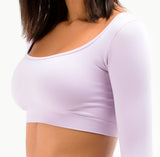 Uzun Kollu Crop Top-Lilac