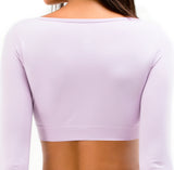 Uzun Kollu Crop Top-Lilac