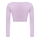 Uzun Kollu Crop Top-Lilac