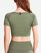 Seamless Short Sleeve Crop Top - Hunter Green