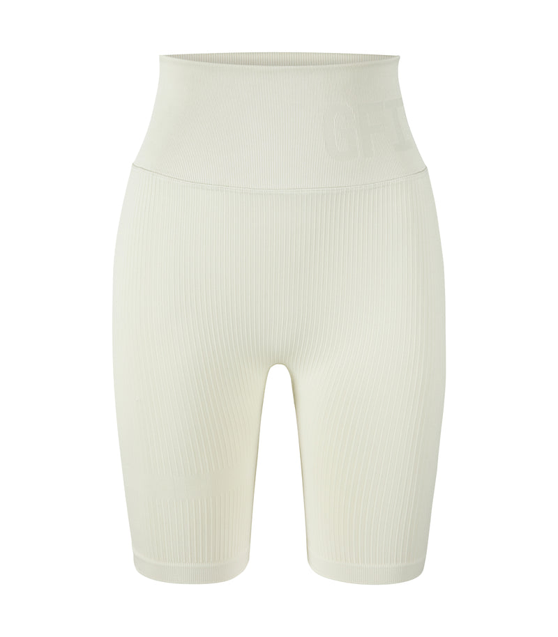 High Waist Bike Shorts - Whisper White