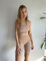 High Waist Bike Shorts - Brown Sugar