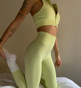 Active High Waist  Seamless Tights-Green