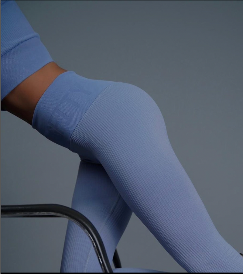 High Waist Tights - Rainy Blue