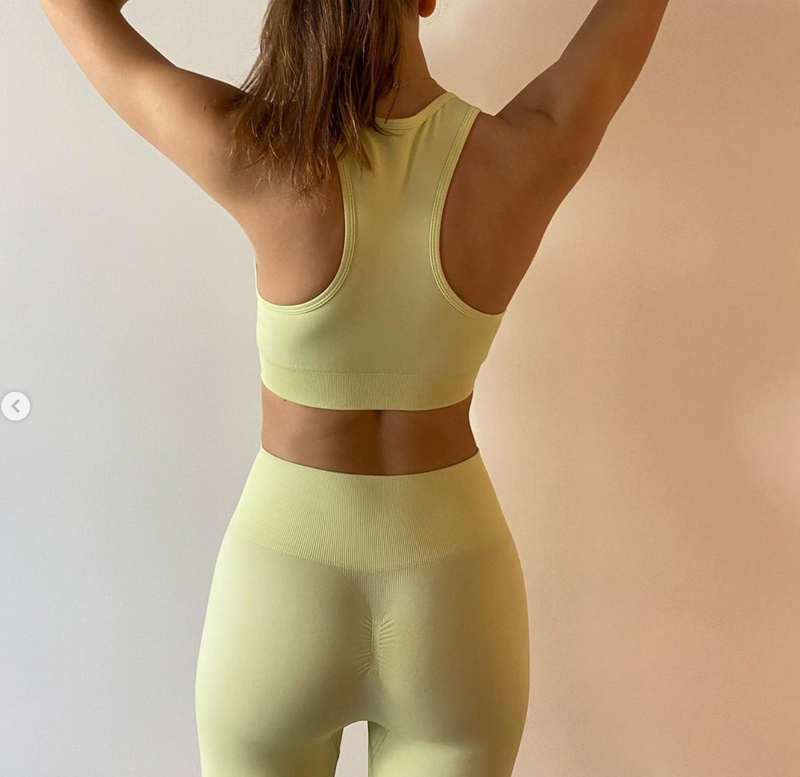 Active High Waist  Seamless Tights-Green