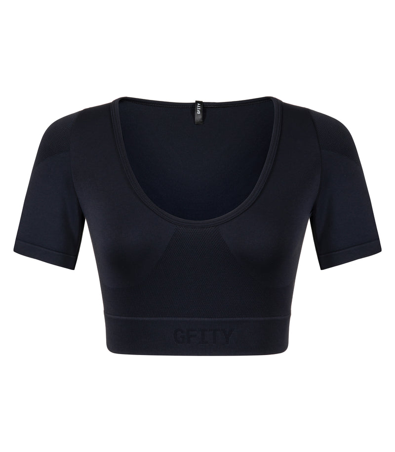 Seamless Short Sleeve Crop Top - Black Beauty