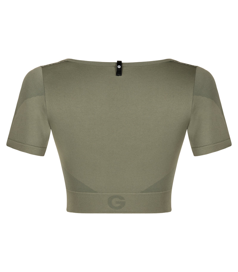 Seamless Short Sleeve Crop Top - Hunter Green