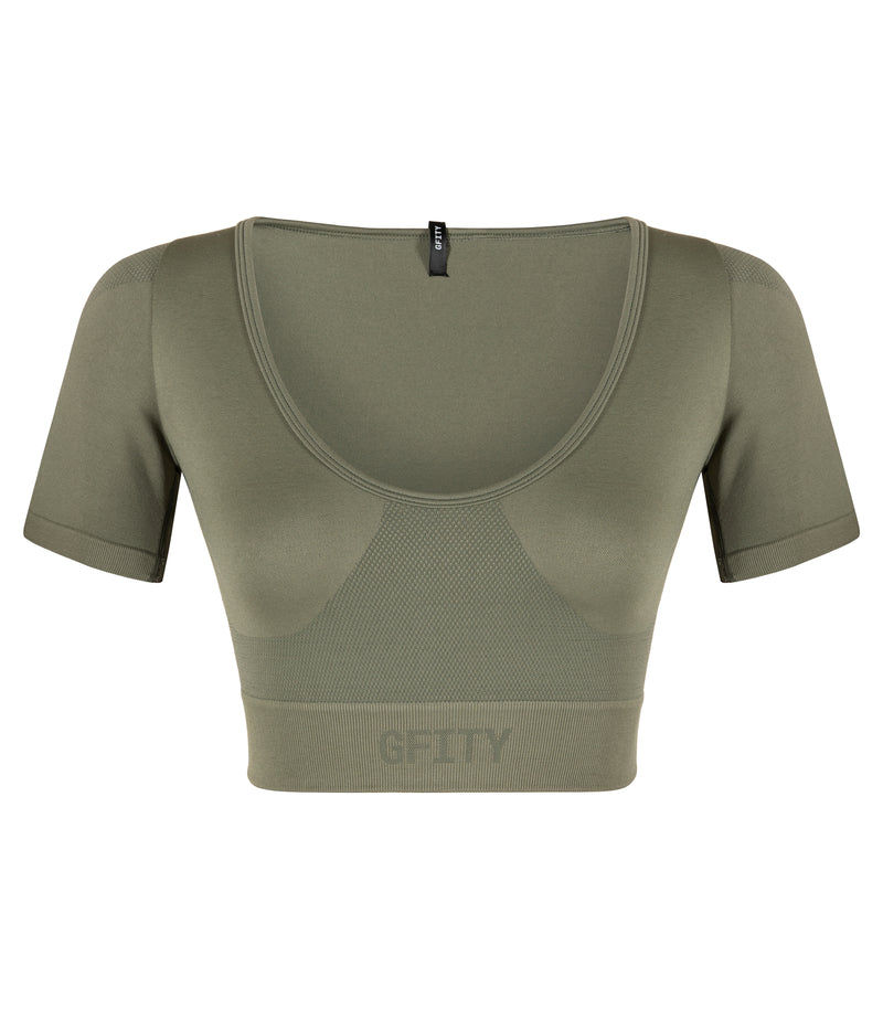 Seamless Short Sleeve Crop Top - Hunter Green