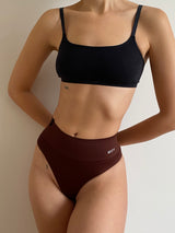 High Waist Fit Seamless Thong - Bitter Chocolate